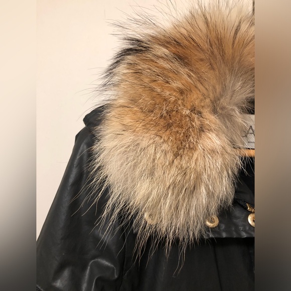 SAM. New York Camper Parka Black Vinyl Coated, Coyote Fur Collar - Size Small - Picture 2 of 8